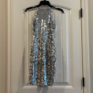 B.Darlin Silver Sequin Halter Dress Size 1/2